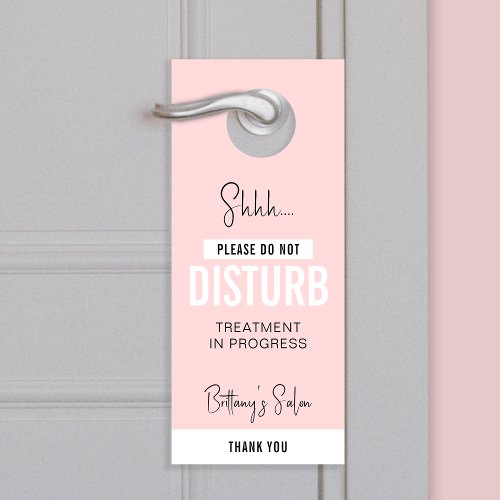 Blush Pink Do Not Disturb Beauty Salon or Spa Door Hanger