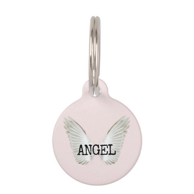 Blush Pink Dog Cat Angel Pet ID Tag