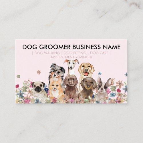 Blush Pink Dog Walker Appointment Business Card