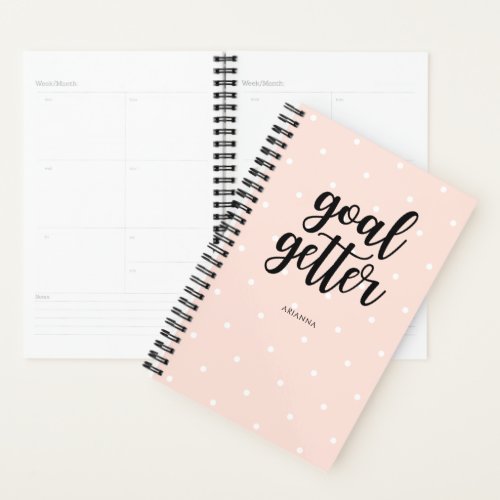 Blush Pink Dots and Black Typography  Goal Getter Planner