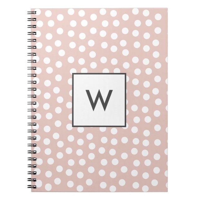 Blush pink dotted monogram notebook (Front)