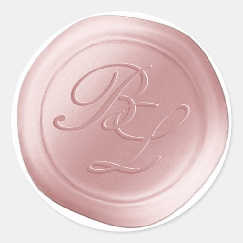 Blush Pink Double Monogram Faux Wax Seal Stickers