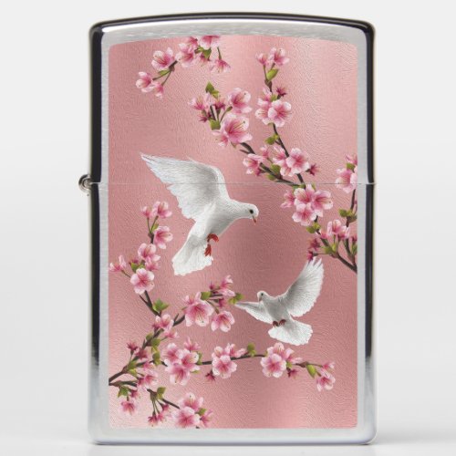 Blush Pink Doves and Blossoms Zippo Lighter