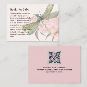 Blush Pink Dragonfly Floral Books For Baby Poem QR Enclosure Card
