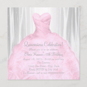 Blush Pink Dress Elegant Pink Quinceañera Invitation
