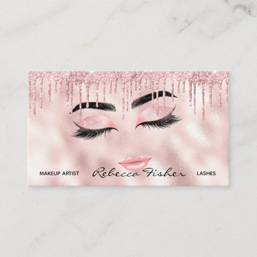 Blush Pink Drip Lashes Beauty Appointment Card