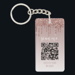 Blush Pink Dripping Glitter QR Code Business Keychain<br><div class="desc">Blush Pink Dripping Glitter QR Code Business Keychain
This trendy,  girly and modern rose gold dripping glitter business card will be the perfect addition to your small business promotional supplies.</div>