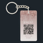 Blush Pink Dripping Glitter QR Code Business Keychain<br><div class="desc">Blush Pink Dripping Glitter QR Code Business Keychain
This trendy,  girly and modern rose gold dripping glitter business card will be the perfect addition to your small business promotional supplies.</div>