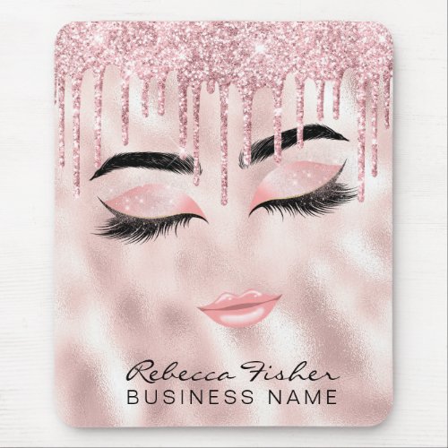 Blush Pink Drips Lashes Beauty Business Mouse Mat 