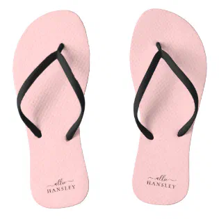 Blush Pink Dusty Pink Modern Minimalist Name Flip Flops