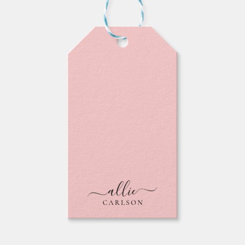Blush Pink Dusty Pink Modern Minimalist Name Gift Tags