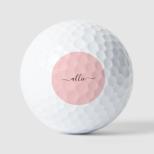 Blush Pink Dusty Pink Modern Minimalist Name Golf Balls