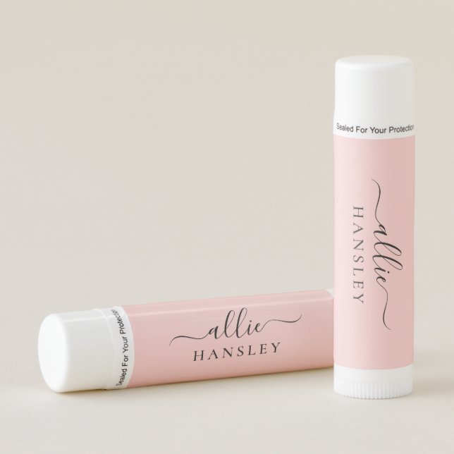 Blush Pink Dusty Pink Modern Minimalist Name Lip Balm (Front)