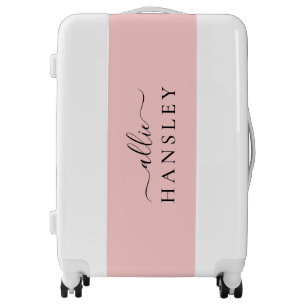 Blush Pink Dusty Pink Modern Minimalist Name Luggage