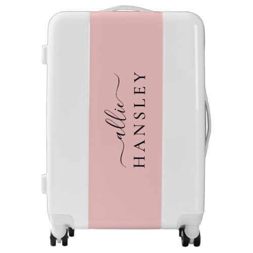 Blush Pink Dusty Pink Modern Minimalist Name Luggage