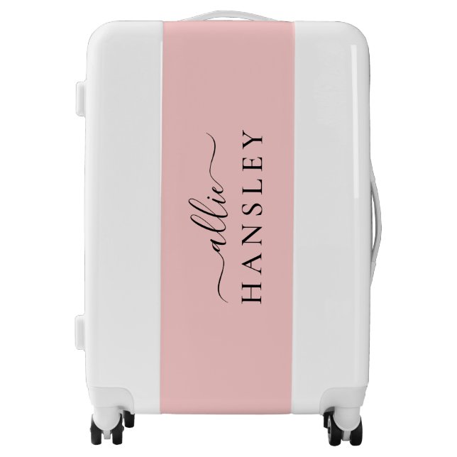 Blush Pink Dusty Pink Modern Minimalist Name Luggage (Front)