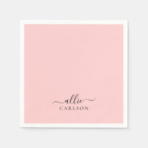 Blush Pink Dusty Pink Modern Minimalist Name Napkins