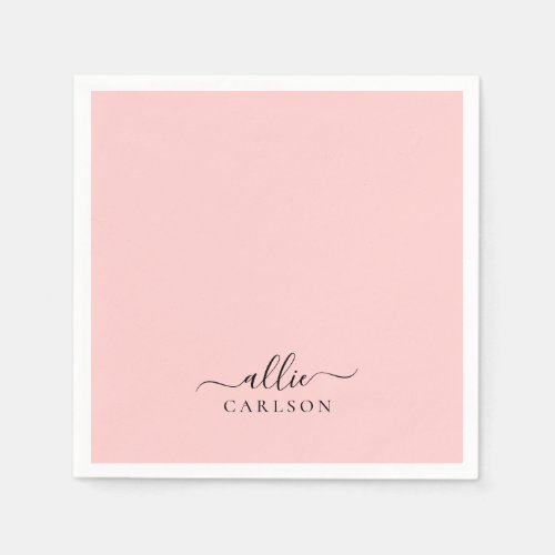 Blush Pink Dusty Pink Modern Minimalist Name Napkins