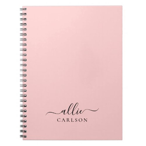 Blush Pink Dusty Pink Modern Minimalist Name Notebook