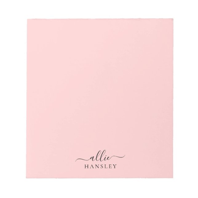 Blush Pink Dusty Pink Modern Minimalist Name Notepad (Front)