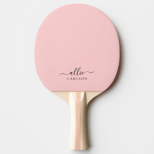Blush Pink Dusty Pink Modern Minimalist Name Ping Pong Paddle