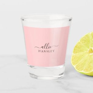 Blush Pink Dusty Pink Modern Minimalist Name Shot Glass