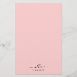Blush Pink Dusty Pink Modern Minimalist Name Stationery