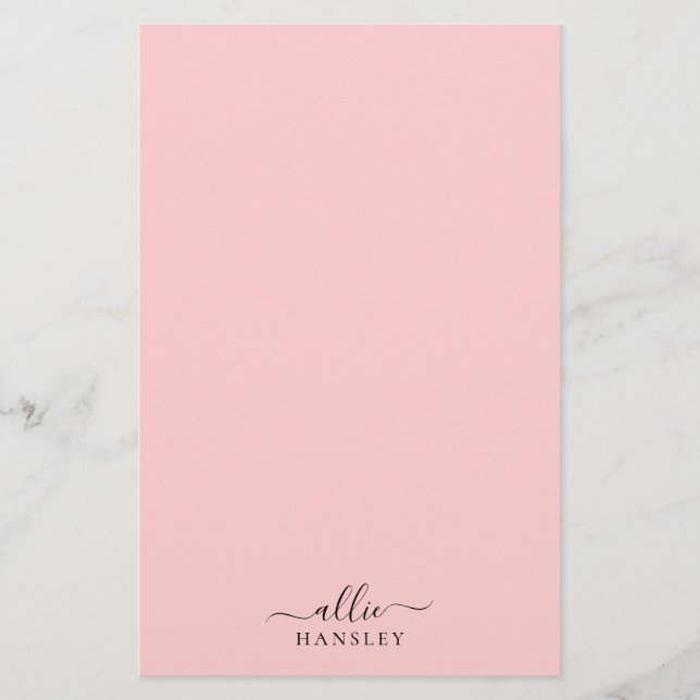 Blush Pink Dusty Pink Modern Minimalist Name Stationery (Front)
