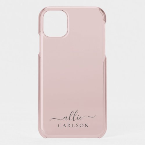 Blush Pink Dusty Pink Modern Minimalist Name iPhone 11 Case