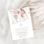 Blush Pink Dusty Rose Floral Sweet 16 Birthday Invitation<br><div class="desc">Blush Pink Dusty Rose Floral Sweet 16 Birthday Invitation.</div>