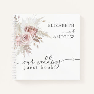 Blush Pink Dusty Rose Floral Wedding Guest Book