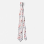 Blush Pink Dusty Rose Silver Gray Greenery Wedding Neck Tie (Front)