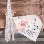 Blush Pink Dusty Rose Silver Gray Greenery Wedding Neck Tie<br><div class="desc">A blush pink,  and gray wedding neck tie featuring watercolor-painted blush pink peonies with gray and white petalled flowers against a dusty rose watercolor wash background.</div>