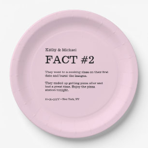 Blush pink dusty rose Wedding couple Fact Paper Plates