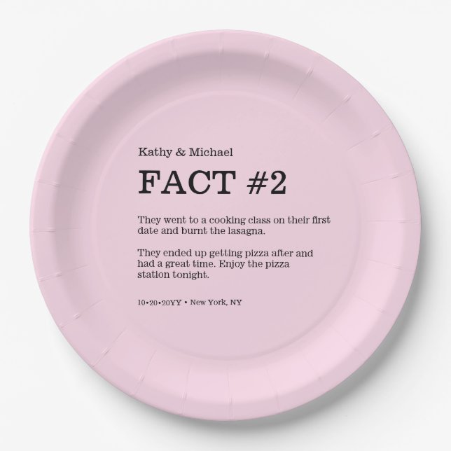 Blush pink dusty rose Wedding couple Fact  Paper Plates (Front)