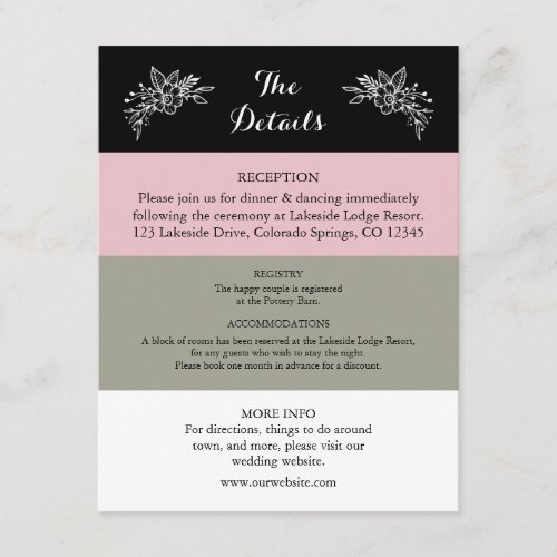 Blush Pink Dusty Sage Green Wedding Enclosure Card