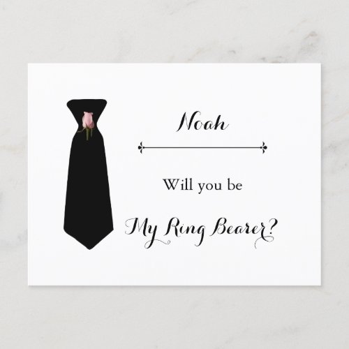 Blush Pink Dusty Sage Ring Bearer Request Card