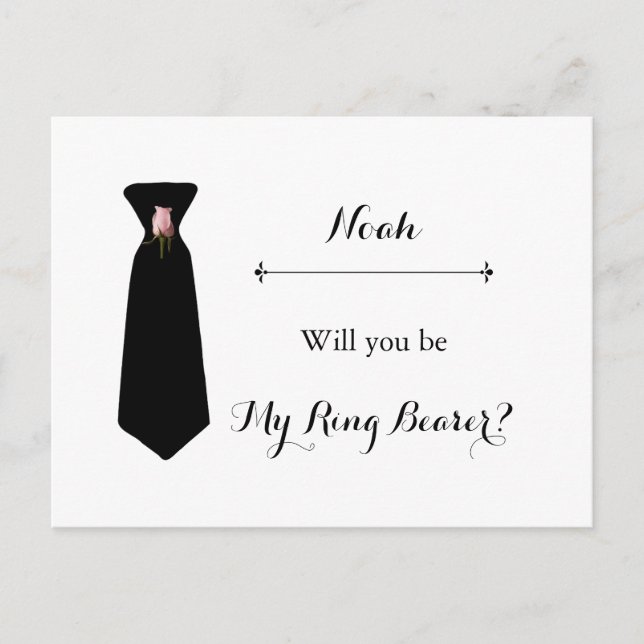 Blush Pink Dusty Sage Ring Bearer Request Card (Front)