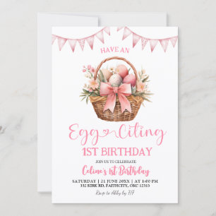 Blush Pink Eggciting Birthday Invitation