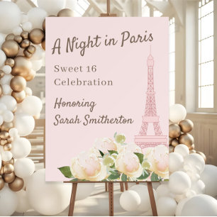 Blush Pink Eiffel Tower Night In Paris Sweet 16 Foam Board