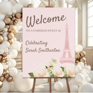 Blush Pink Eiffel Tower Parisian Sweet 16 Foam Board