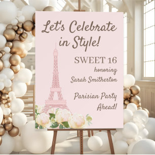 Blush Pink Eiffel Tower Sweet 16 Foam Board