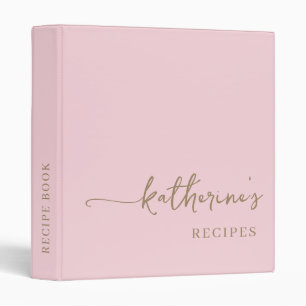 Blush Pink Elegance Monogram Cookbook Recipe 3 Ring Binder
