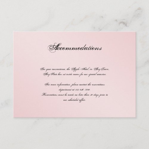 Blush Pink Elegance Wedding Insert Custom Invitations