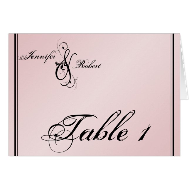 Blush Pink Elegance Wedding Table Number (Front Horizontal)