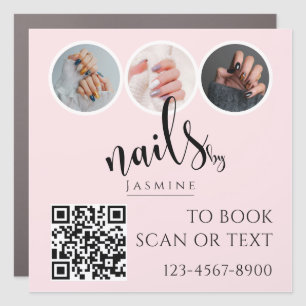 Blush Pink Elegant 3 Photo Nail Tech Promotional Car Magnet