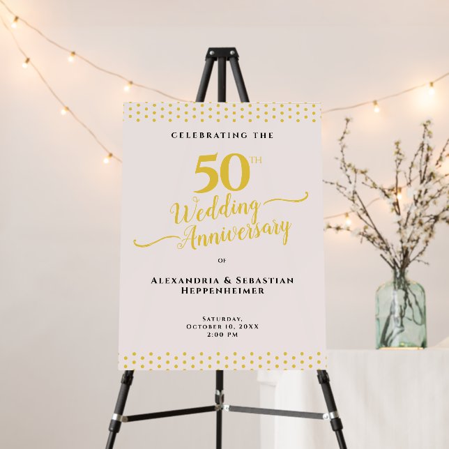 Blush Pink Elegant 50th Wedding Anniversary Foam Board (In Situ (Stand))