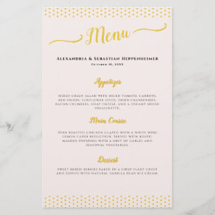 Blush Pink Elegant 50th Wedding Anniversary Menu