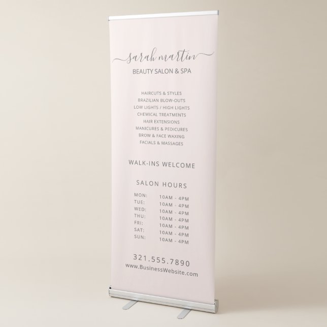 Blush Pink Elegant Beauty Salon Business Retractable Banner (3/4)
