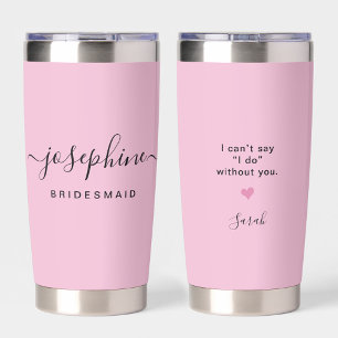 Blush pink Elegant Bridesmaid Proposal Custom Insulated Tumbler